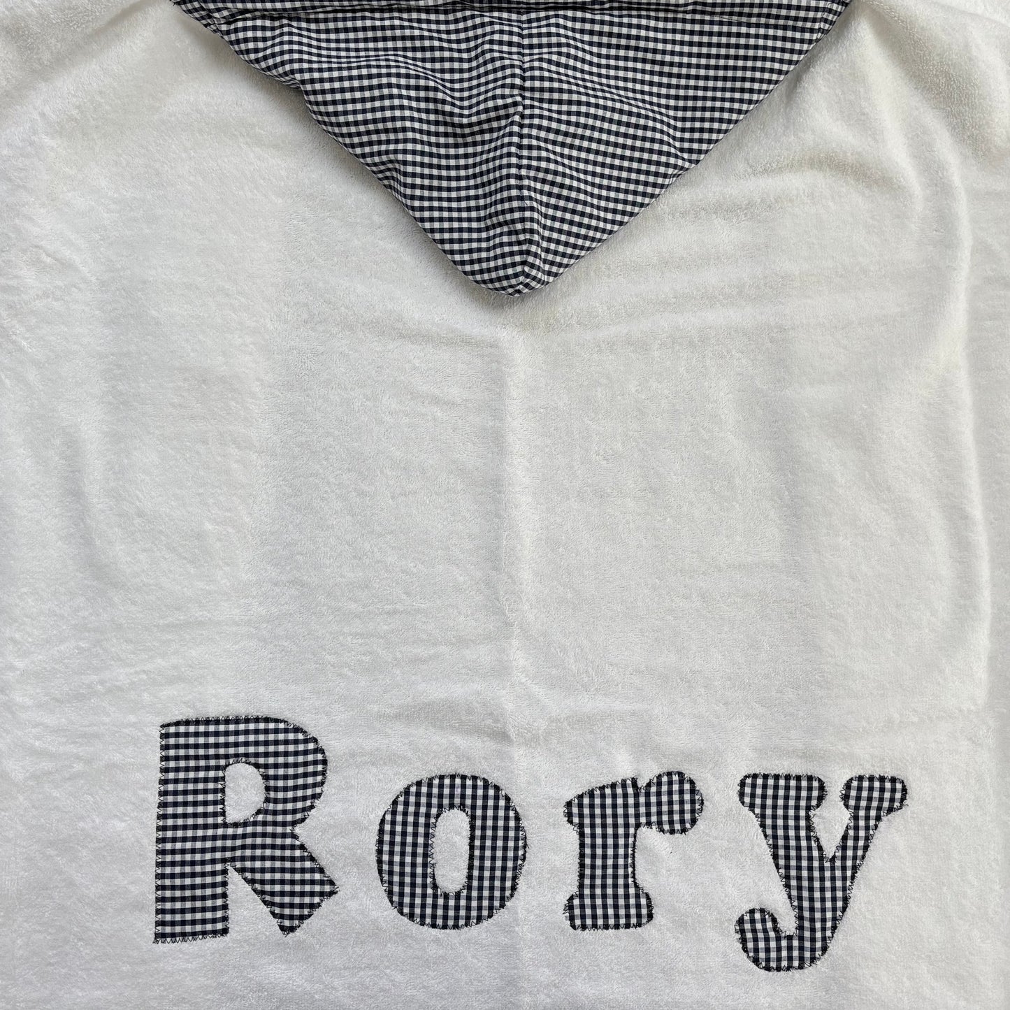 Hooded Towel Navy Gingham (Boy)