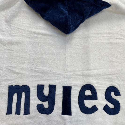 Hooded Towel Navy Stars Minky (Boy)