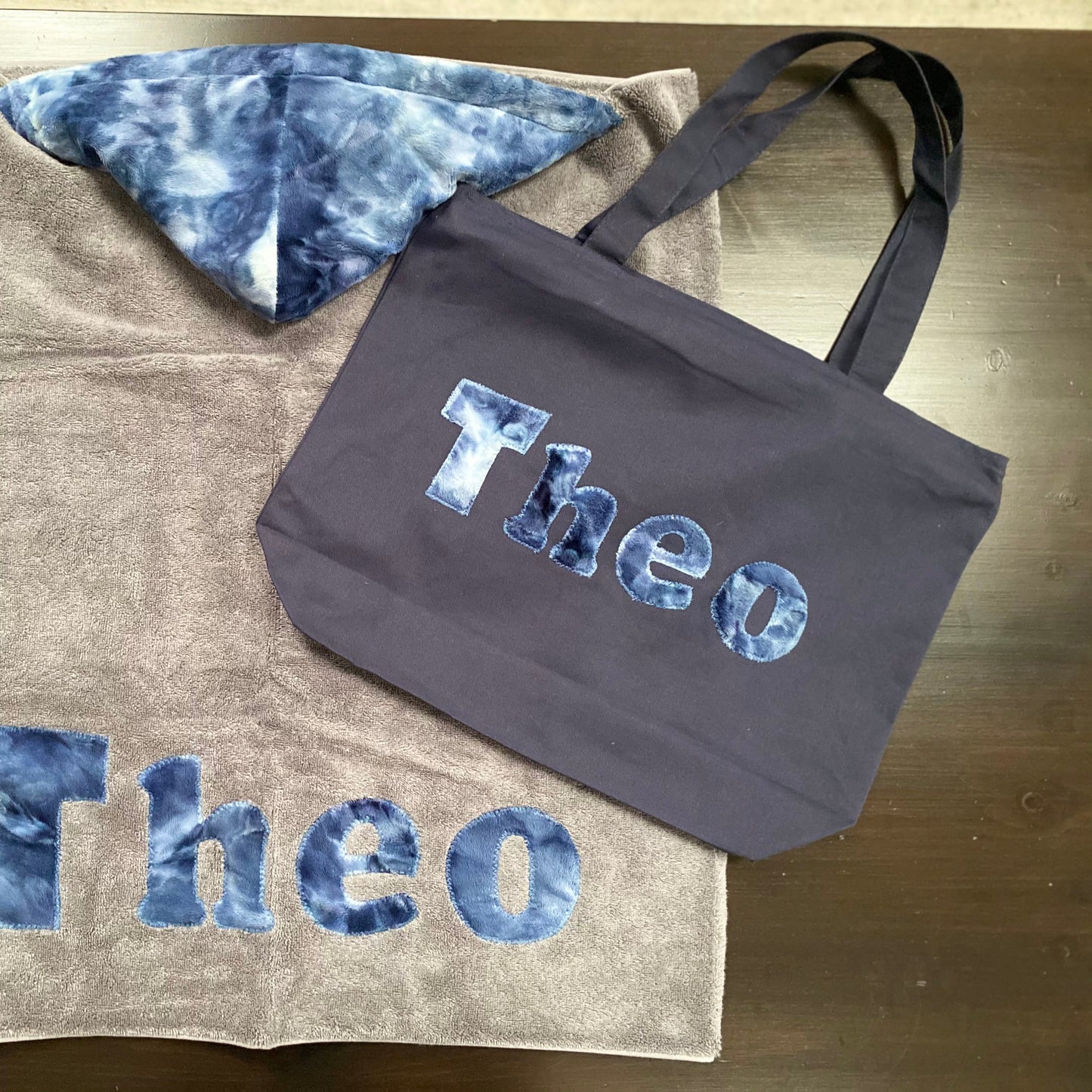 Tote Bag- Navy Tie Dye Minky (Boy)