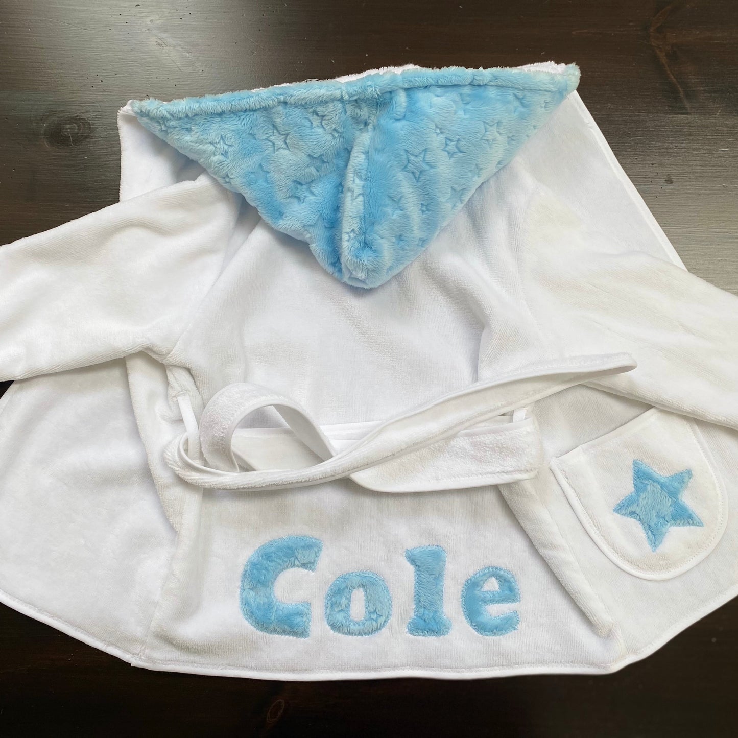 Robes (Boy) - Light Blue Embossed Stars Minky