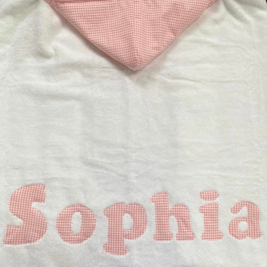 Hooded Towel Pink Gingham (Girl)