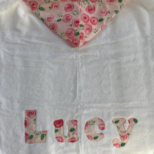 Hooded Towel Watercolor Roses (Girl)